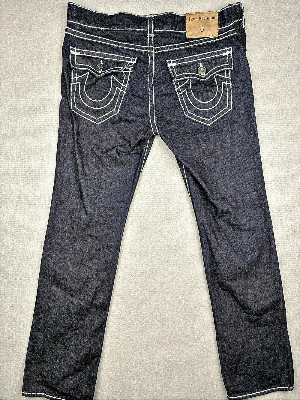 Y2K True Religion Ricky Relaxed Straight Fit Size 36 Dark Wash Made In Mexico
